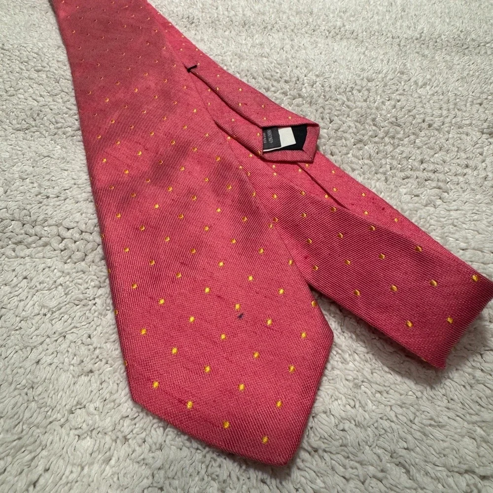 Bonobos Tie Red Orange Micro Polkadot Silk Linen Blend Narrow Thin Preppy Knit